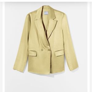 Bershka satin blazer small oversized yellow
